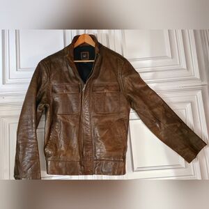 GAP Men's Rich Brown Leather Field Jacket M 21" P2P 24" L